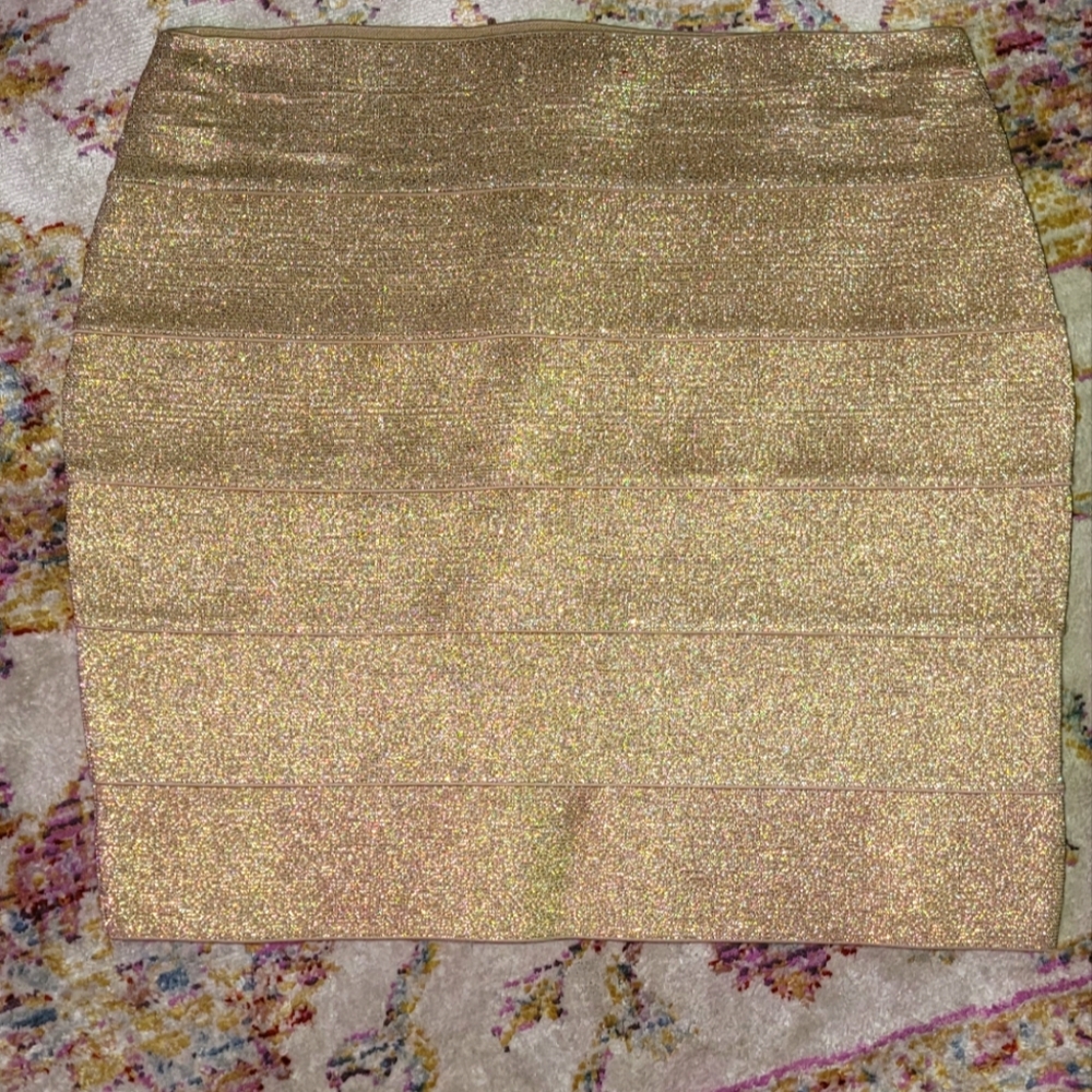Free Generation Light Gold Sparkle Bandage Mini Skirt
